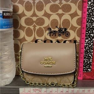 Beige and Light Pink Signature Chain Wallet